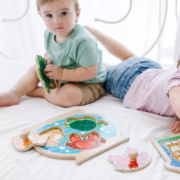 imageMelissa ampamp Doug Animals Jumbo Knob Wooden Puzzles Set  Fish and Pets  Chunky Wooden Puzzles for Toddlers Animal Puzzles For Kids Ages 1Fish  Pets