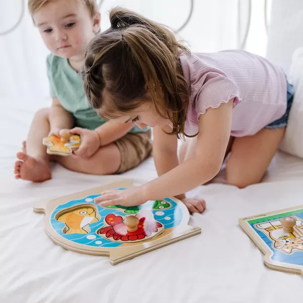 imageMelissa ampamp Doug Animals Jumbo Knob Wooden Puzzles Set  Fish and Pets  Chunky Wooden Puzzles for Toddlers Animal Puzzles For Kids Ages 1Fish  Pets
