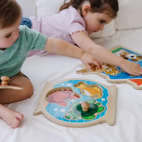 imageMelissa ampamp Doug Animals Jumbo Knob Wooden Puzzles Set  Fish and Pets  Chunky Wooden Puzzles for Toddlers Animal Puzzles For Kids Ages 1Fish  Pets