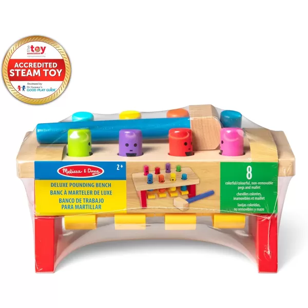 imageMelissa ampamp Doug Deluxe Pounding Bench Wooden Preschool Learning Toy With MalletStandard