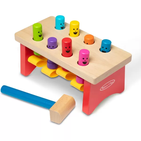 imageMelissa ampamp Doug Deluxe Pounding Bench Wooden Preschool Learning Toy With MalletStandard