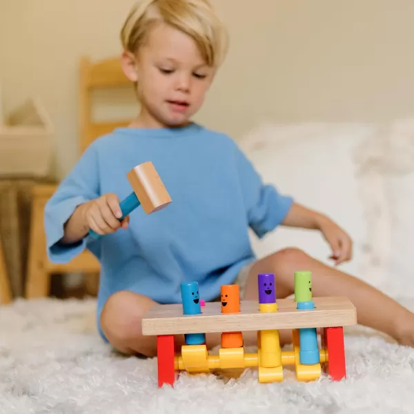 imageMelissa ampamp Doug Deluxe Pounding Bench Wooden Preschool Learning Toy With MalletStandard