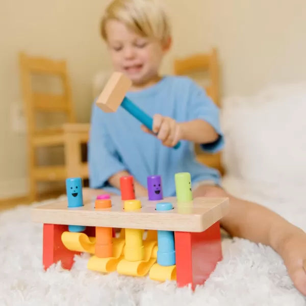 imageMelissa ampamp Doug Deluxe Pounding Bench Wooden Preschool Learning Toy With MalletStandard