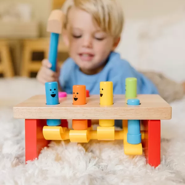 imageMelissa ampamp Doug Deluxe Pounding Bench Wooden Preschool Learning Toy With MalletStandard Pack of 4
