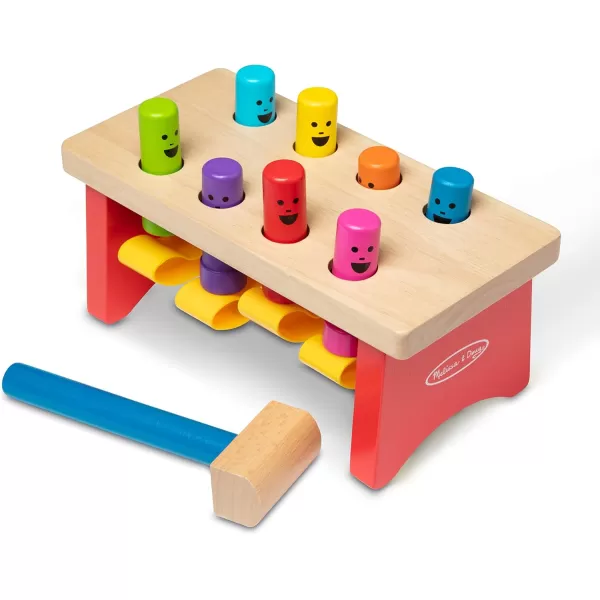 imageMelissa ampamp Doug Deluxe Pounding Bench Wooden Preschool Learning Toy With MalletStandard Pack of 4