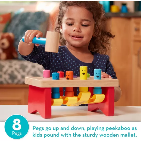 imageMelissa ampamp Doug Deluxe Pounding Bench Wooden Preschool Learning Toy With MalletStandard Pack of 4