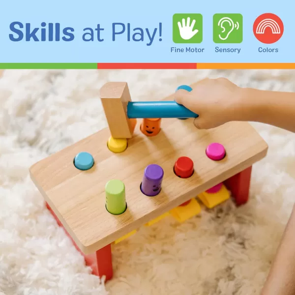 imageMelissa ampamp Doug Deluxe Pounding Bench Wooden Preschool Learning Toy With MalletStandard Pack of 4
