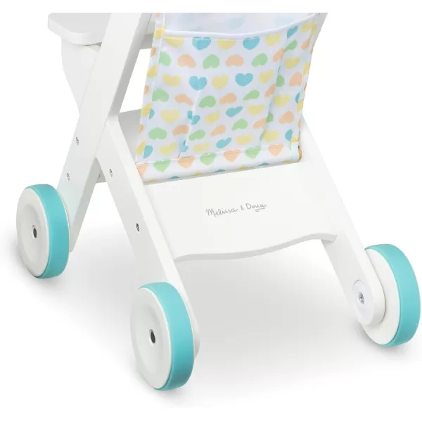 imageMelissa ampamp Doug Mine to Love Wooden Play Stroller for Dolls and Stuffed Animals up to 20 Inches Tall  White