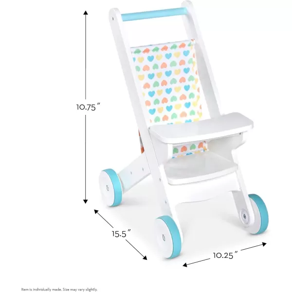 imageMelissa ampamp Doug Mine to Love Wooden Play Stroller for Dolls and Stuffed Animals up to 20 Inches Tall  White