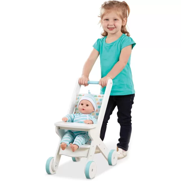 imageMelissa ampamp Doug Mine to Love Wooden Play Stroller for Dolls and Stuffed Animals up to 20 Inches Tall  White