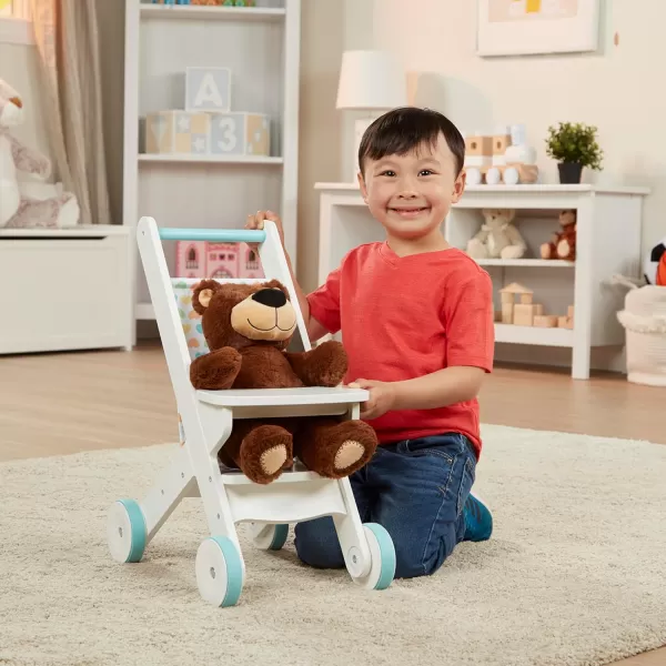 imageMelissa ampamp Doug Mine to Love Wooden Play Stroller for Dolls and Stuffed Animals up to 20 Inches Tall  White