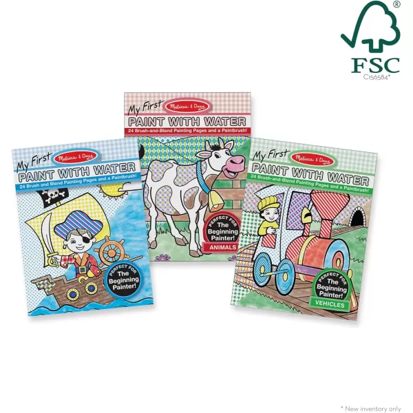 imageMelissa ampamp Doug My First Paint With Water Activity Books Set  Animals Vehicles and Pirates  FSC Certified