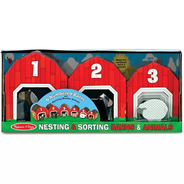 imageMelissa ampamp Doug Nesting and Sorting Barns and Animals With 6 Numbered Barns and Matching Wooden Animals  Numbers Learning Toys Sorting And Stacking Toys For Toddlers Ages 2
