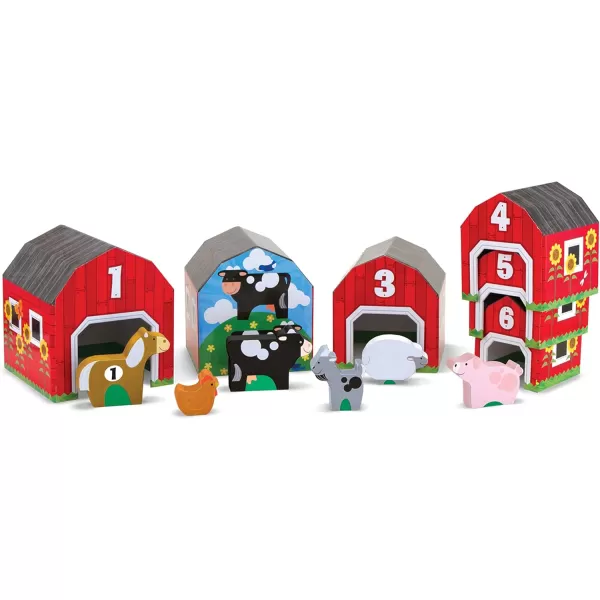 imageMelissa ampamp Doug Nesting and Sorting Barns and Animals With 6 Numbered Barns and Matching Wooden Animals  Numbers Learning Toys Sorting And Stacking Toys For Toddlers Ages 2