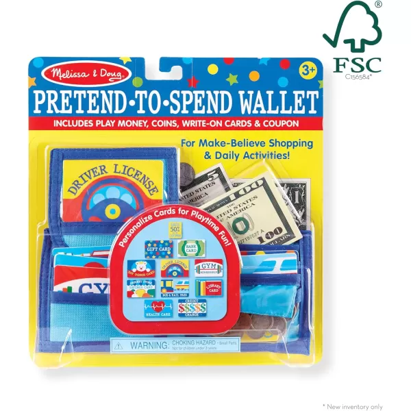 imageMelissa ampamp Doug PretendtoSpend Toy Wallet With Play Money and Cards 45 pcs Blue  FSC CertifiedWallet