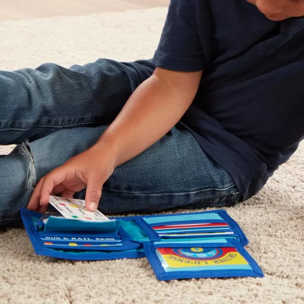 imageMelissa ampamp Doug PretendtoSpend Toy Wallet With Play Money and Cards 45 pcs Blue  FSC CertifiedWallet