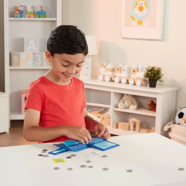 imageMelissa ampamp Doug PretendtoSpend Toy Wallet With Play Money and Cards 45 pcs Blue  FSC CertifiedWallet