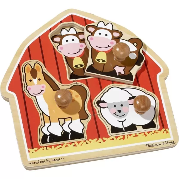 imageMelissa ampamp Doug Animals Jumbo Knob Wooden Puzzles Set  Fish and Pets  Chunky Wooden Puzzles for Toddlers Animal Puzzles For Kids Ages 1Barnyard Animals