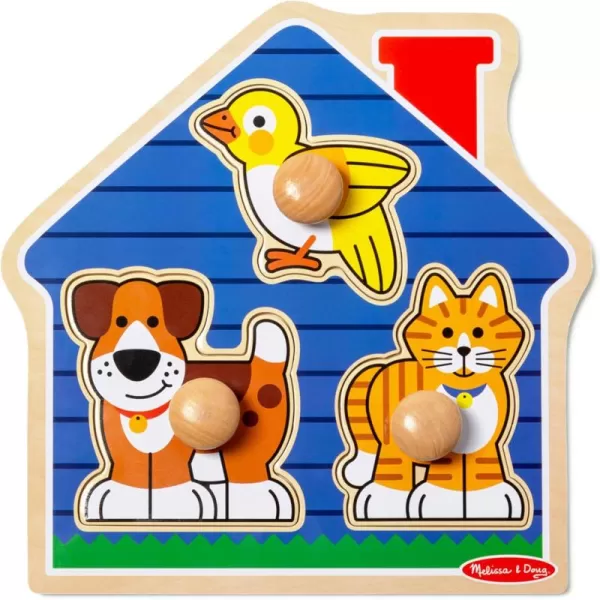 imageMelissa ampamp Doug Animals Jumbo Knob Wooden Puzzles Set  Fish and Pets  Chunky Wooden Puzzles for Toddlers Animal Puzzles For Kids Ages 1Pets