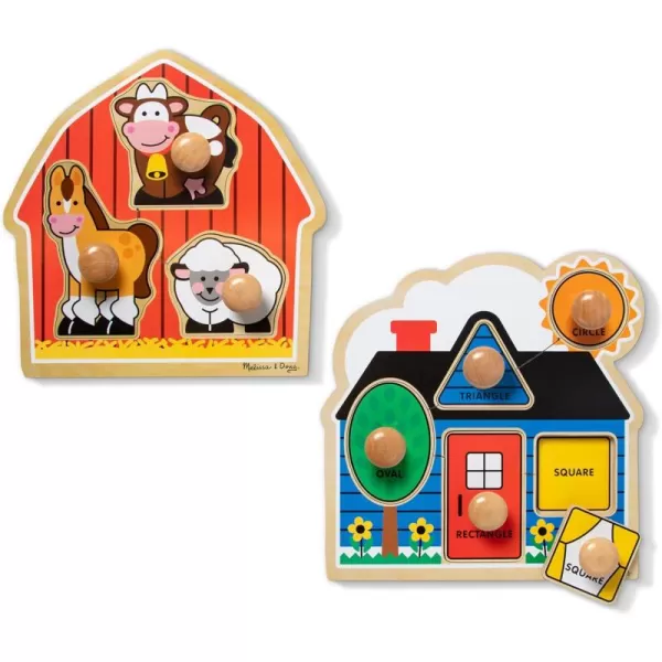 imageMelissa ampamp Doug Animals Jumbo Knob Wooden Puzzles Set  Fish and Pets  Chunky Wooden Puzzles for Toddlers Animal Puzzles For Kids Ages 1Shapes  Barn