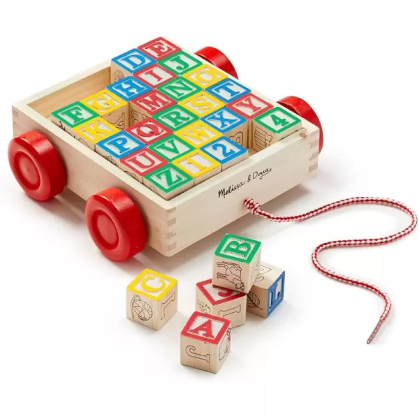 imageMelissa ampamp Doug Classic ABC Wooden Block Cart Educational Toy With 30 1Inch Solid ABC Wood Blocks For Toddlers Ages 2