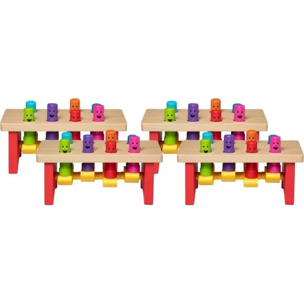 imageMelissa ampamp Doug Deluxe Pounding Bench Wooden Preschool Learning Toy With MalletStandard Pack of 4