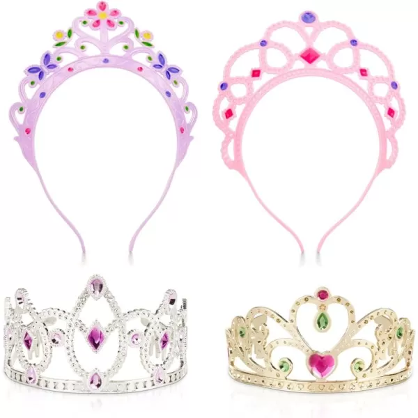 imageMelissa ampamp Doug DressUp Tiaras for Costume Role Play 4 pcsPink Purple Silver GoldStandard Packaging