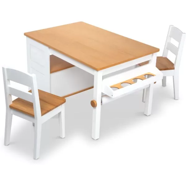 imageMelissa ampamp Doug Wooden Art Table ampamp Chairs Set  White  Kids Craft Table And Chairs Childrens Furniture