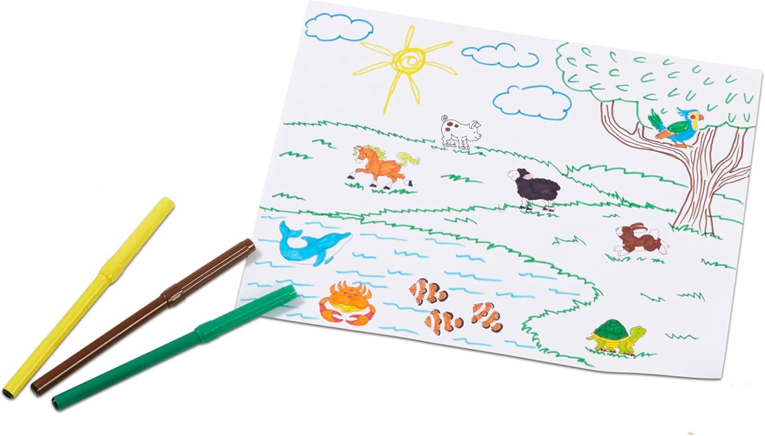 imageMelissa ampamp Doug Deluxe Wooden Stamp and Coloring Set  Fairy Tale 30 Stamps 6 Markers 2 Durable 2Color Pads  Fairy TaleThemed Stamps For Kids Activity SetDeluxe Wooden Stamp Set  Animals