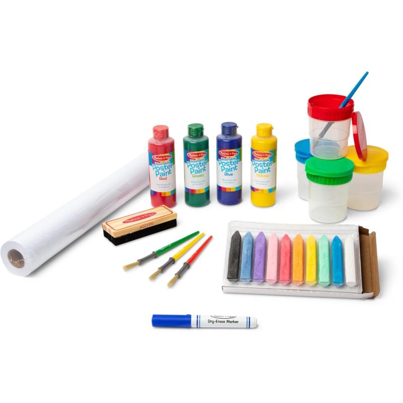imageMelissa ampamp Doug Easel Accessory Set  Paint Cups Brushes Chalk Paper DryErase Marker  FSC CertifiedFrustrationFree Packaging