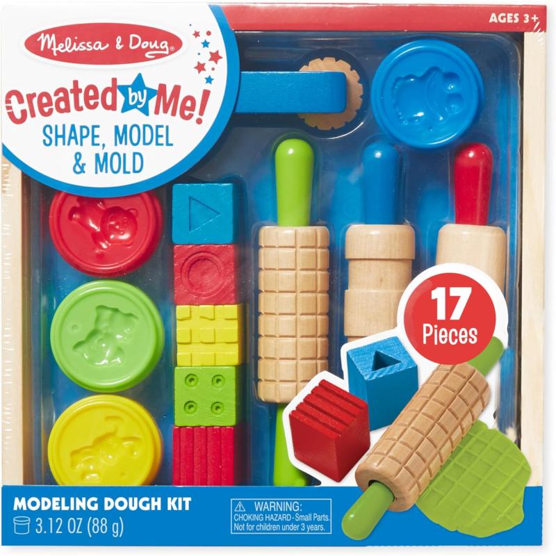imageMelissa ampamp Doug Shape Model and Mold Clay Activity Set  4 Tubs of Modeling Dough and Tools  Arts And Crafts For Kids Ages 3
