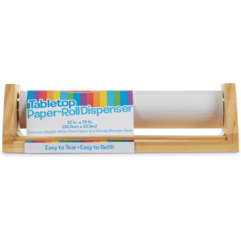 imageMelissa ampamp Doug Wooden Tabletop Paper Roll Dispenser With White Bond 12 inches x 75 feet  Drawing Art Craft For KidsPaper Roll Dispenser