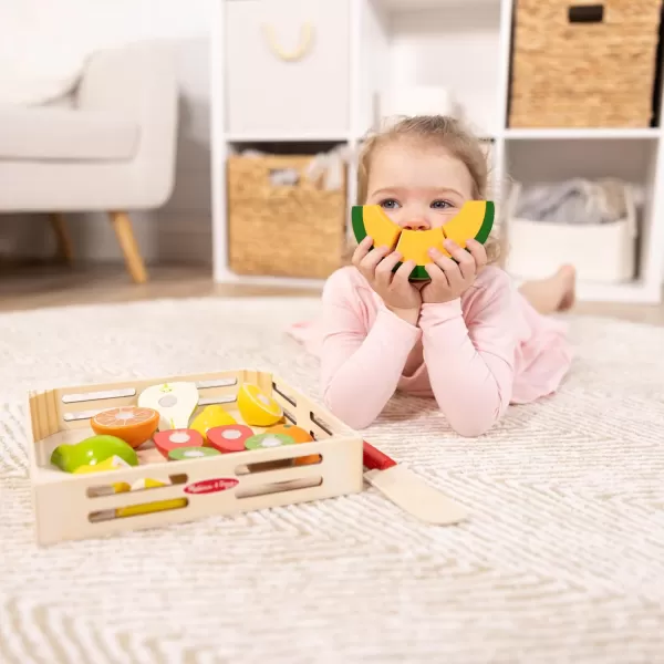 imageMelissa ampamp Doug Cutting Fruit Set  Wooden Play Food Kitchen Accessory Multi  Pretend Play Accessories Wooden Cutting Fruit Toys For Toddlers And Kids Ages 3One Size