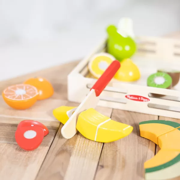 imageMelissa ampamp Doug Cutting Fruit Set  Wooden Play Food Kitchen Accessory Multi  Pretend Play Accessories Wooden Cutting Fruit Toys For Toddlers And Kids Ages 3One Size