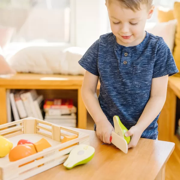 imageMelissa ampamp Doug Cutting Fruit Set  Wooden Play Food Kitchen Accessory Multi  Pretend Play Accessories Wooden Cutting Fruit Toys For Toddlers And Kids Ages 3One Size