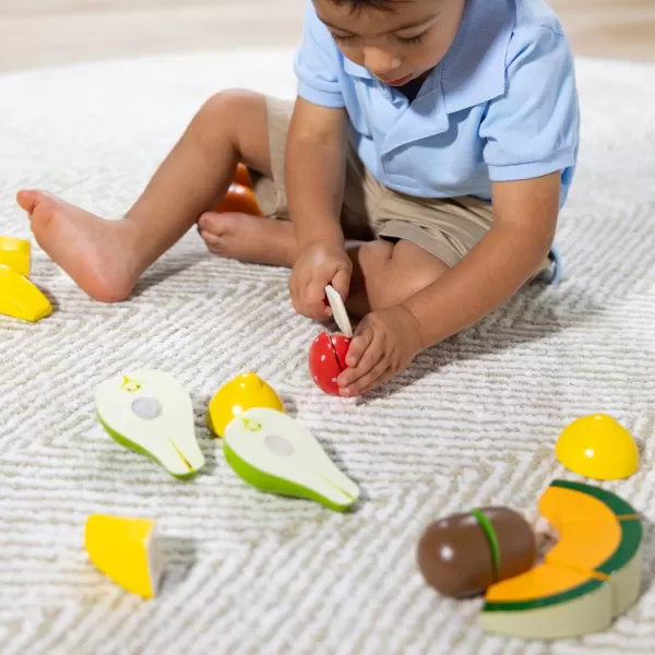 imageMelissa ampamp Doug Cutting Fruit Set  Wooden Play Food Kitchen Accessory Multi  Pretend Play Accessories Wooden Cutting Fruit Toys For Toddlers And Kids Ages 3One Size