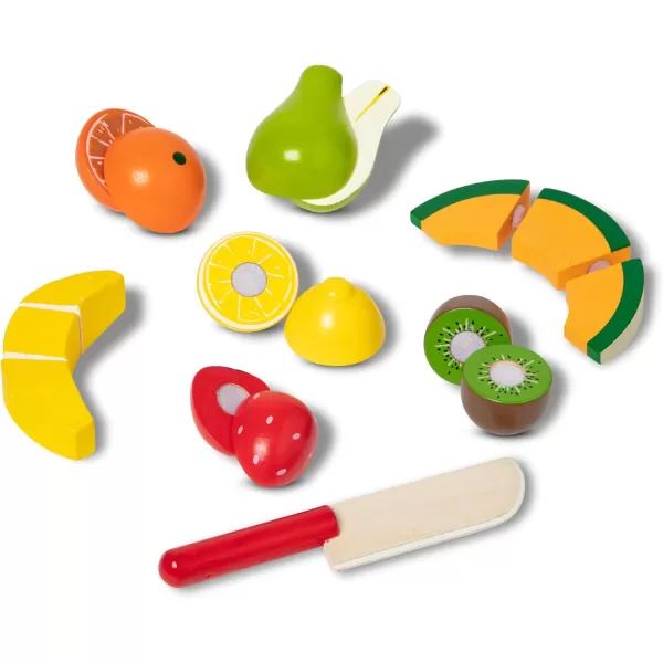 imageMelissa ampamp Doug Cutting Fruit Set  Wooden Play Food Kitchen Accessory Multi  Pretend Play Accessories Wooden Cutting Fruit Toys For Toddlers And Kids Ages 3One Size