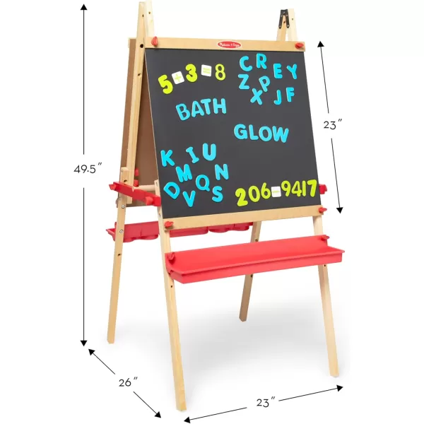 imageMelissa ampamp Doug Deluxe Magnetic Standing Art Easel With Chalkboard DryErase Board and 39 Letter and Number Magnets  FSC Certified