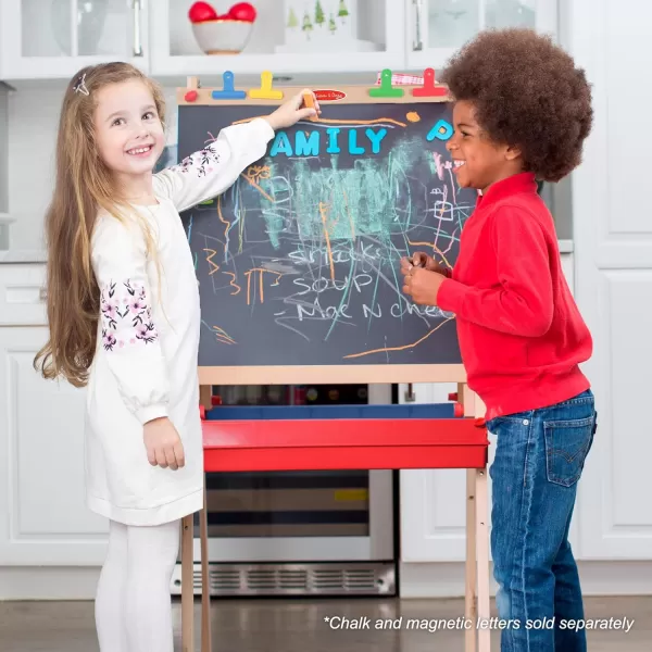 imageMelissa ampamp Doug Deluxe Magnetic Standing Art Easel With Chalkboard DryErase Board and 39 Letter and Number Magnets  FSC Certified