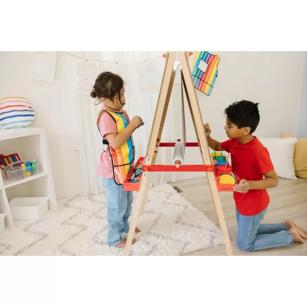 imageMelissa ampamp Doug Deluxe Magnetic Standing Art Easel With Chalkboard DryErase Board and 39 Letter and Number Magnets  FSC Certified