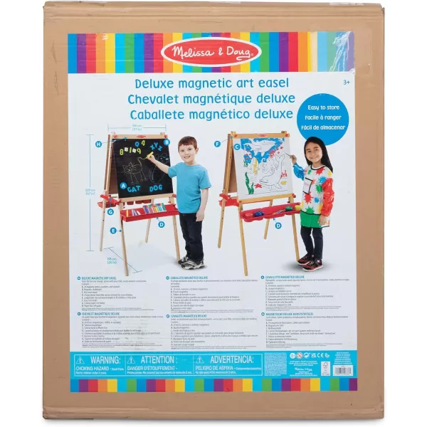 imageMelissa ampamp Doug Deluxe Magnetic Standing Art Easel With Chalkboard DryErase Board and 39 Letter and Number Magnets  FSC Certified