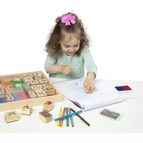 imageMelissa ampamp Doug Deluxe Wooden Stamp and Coloring Set  Fairy Tale 30 Stamps 6 Markers 2 Durable 2Color Pads  Fairy TaleThemed Stamps For Kids Activity SetDeluxe Wooden Stamp Set  Animals