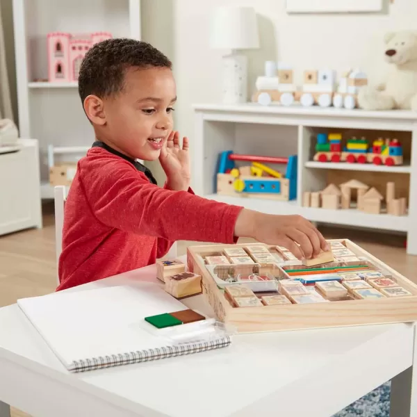 imageMelissa ampamp Doug Deluxe Wooden Stamp and Coloring Set  Fairy Tale 30 Stamps 6 Markers 2 Durable 2Color Pads  Fairy TaleThemed Stamps For Kids Activity SetDeluxe Wooden Stamp Set  Animals