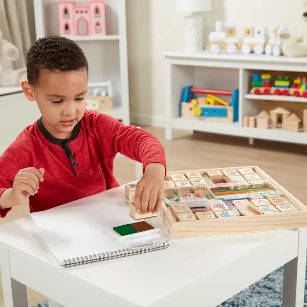 imageMelissa ampamp Doug Deluxe Wooden Stamp and Coloring Set  Fairy Tale 30 Stamps 6 Markers 2 Durable 2Color Pads  Fairy TaleThemed Stamps For Kids Activity SetDeluxe Wooden Stamp Set  Animals