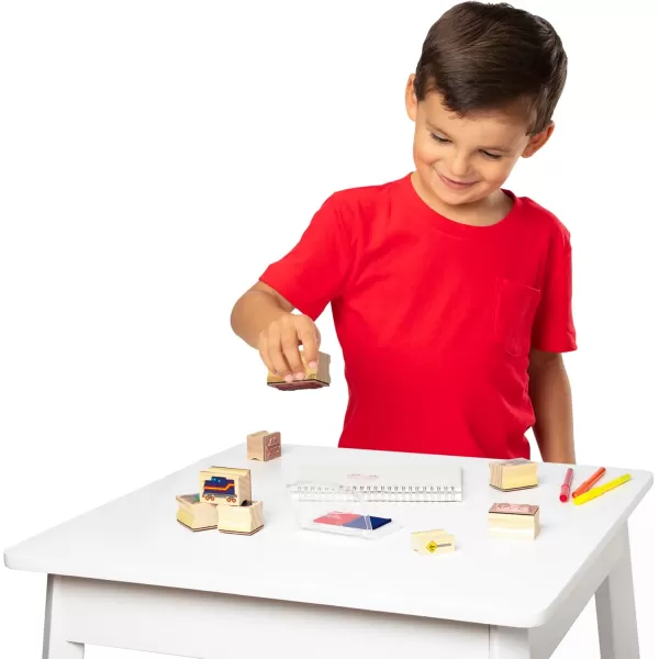 imageMelissa ampamp Doug Deluxe Wooden Stamp and Coloring Set  Fairy Tale 30 Stamps 6 Markers 2 Durable 2Color Pads  Fairy TaleThemed Stamps For Kids Activity SetVehicles