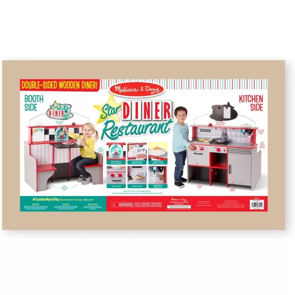 imageMelissa ampamp Doug DoubleSided Wooden Star Diner Restaurant Play SpaceRedRed