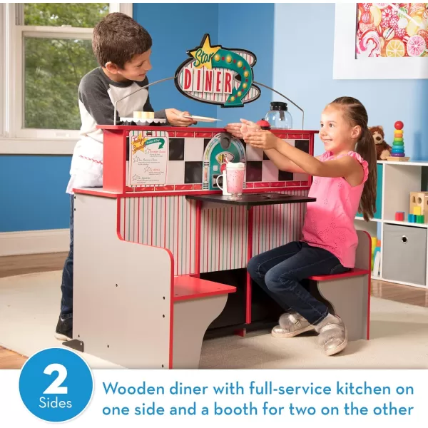 imageMelissa ampamp Doug DoubleSided Wooden Star Diner Restaurant Play SpaceRedRed