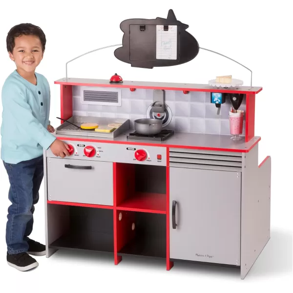 imageMelissa ampamp Doug DoubleSided Wooden Star Diner Restaurant Play SpaceRedRed