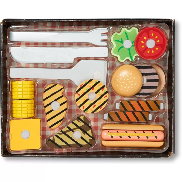 imageMelissa ampamp Doug Grill and Serve BBQ Set 20 pcs  Wooden Play Food and Accessories