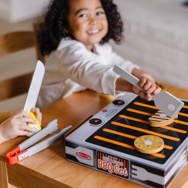 imageMelissa ampamp Doug Grill and Serve BBQ Set 20 pcs  Wooden Play Food and Accessories